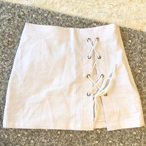 White Mini Skirt Tie Up